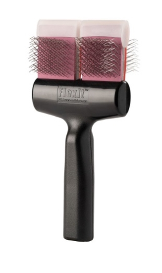 Picture of FlexIt Purple Firm Flex Finishing Twin Dog Grooming Brush
